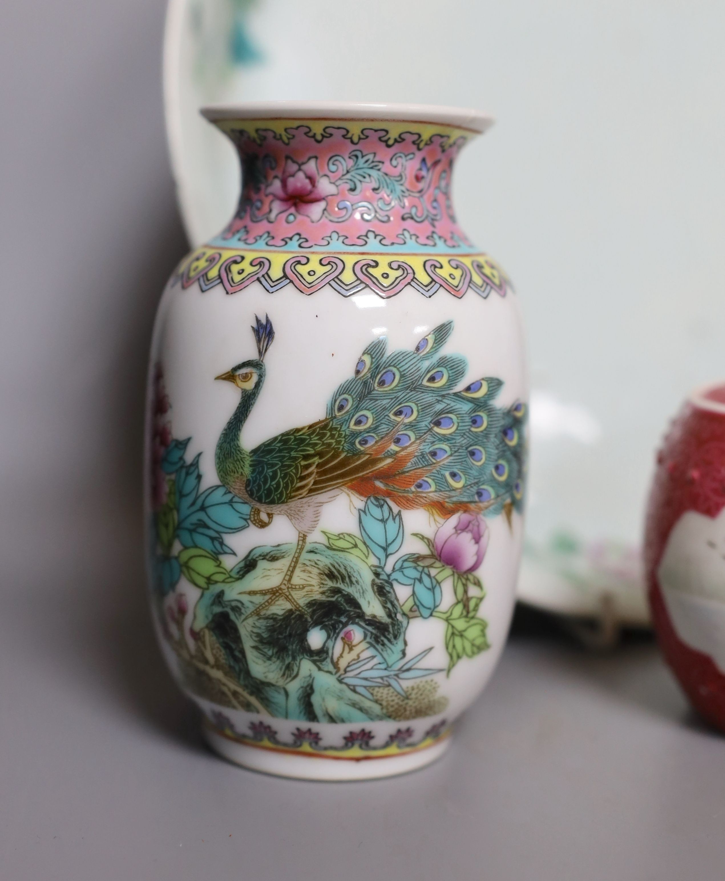 A group of 18th-20th century Chinese porcelain, Canton enamel jar, etc.